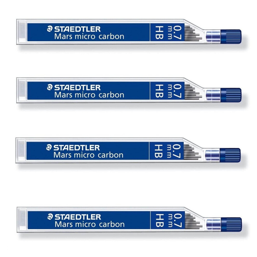 STAEDTLER Mars Micro Carbon 250 0.7mm 2B - Pencil Lead Refills - 4 Tubes/Packs (48 Leads) (HB-0.7mm)