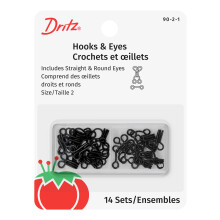 Dritz Hooks and Eyes Size 2 14 Count Black-Steel