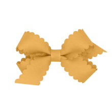 Wee Ones Klassische Ripsband-Haarschleife f r M dchen mit gewellten Kanten und schlichter Wickelmitte auf einer WeeStay-Haarspange, Mini, Altgold