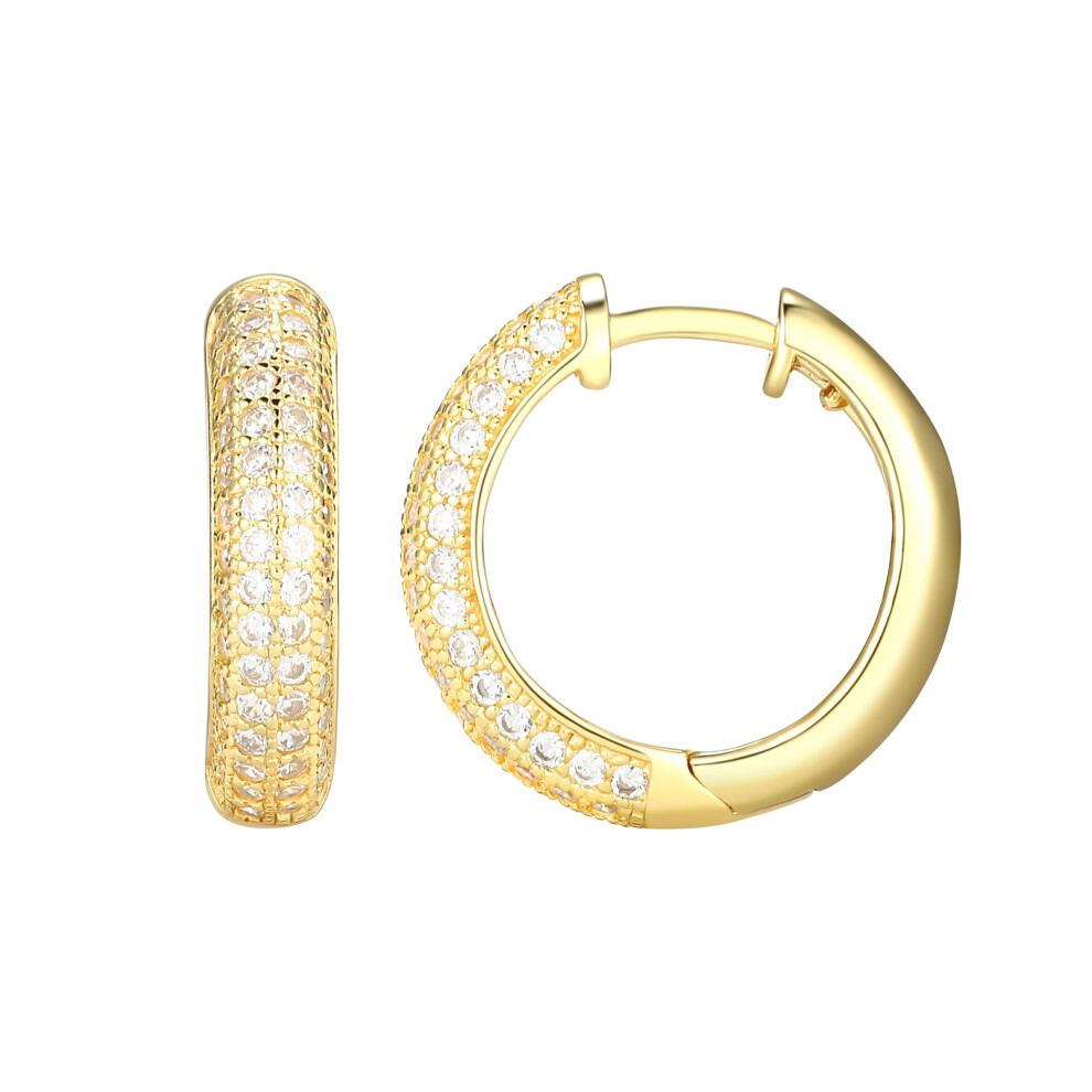 Amazon Essentials Cubic Zirconia Pave Hoop Earrings in 18k Gold Plated Sterling Silver