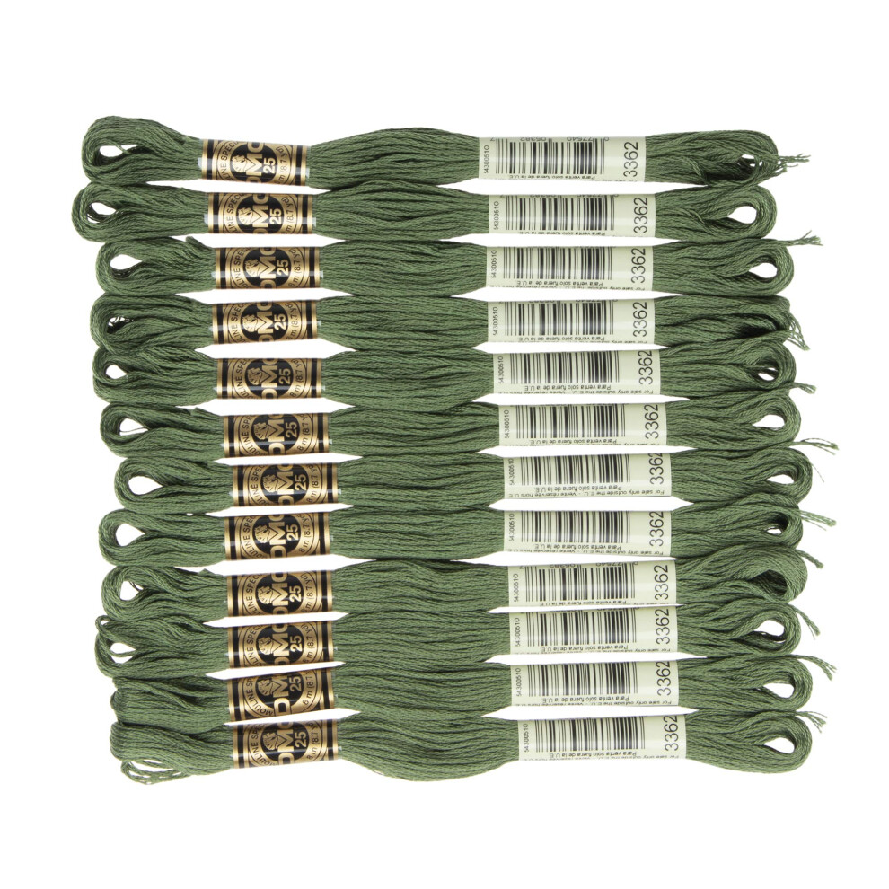 DMC #3362#25 Thread Embroidery Thread  12 Bundles  Green Type DMC25B