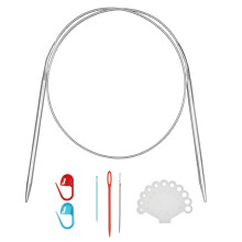24 tommer (60 cm) cirkul?r strikkepind i rustfrit st?l st?rrelse US 7 (4,5 mm) Metal strikkepinde s?t til fremstilling af sweatersjalt?rkl?de