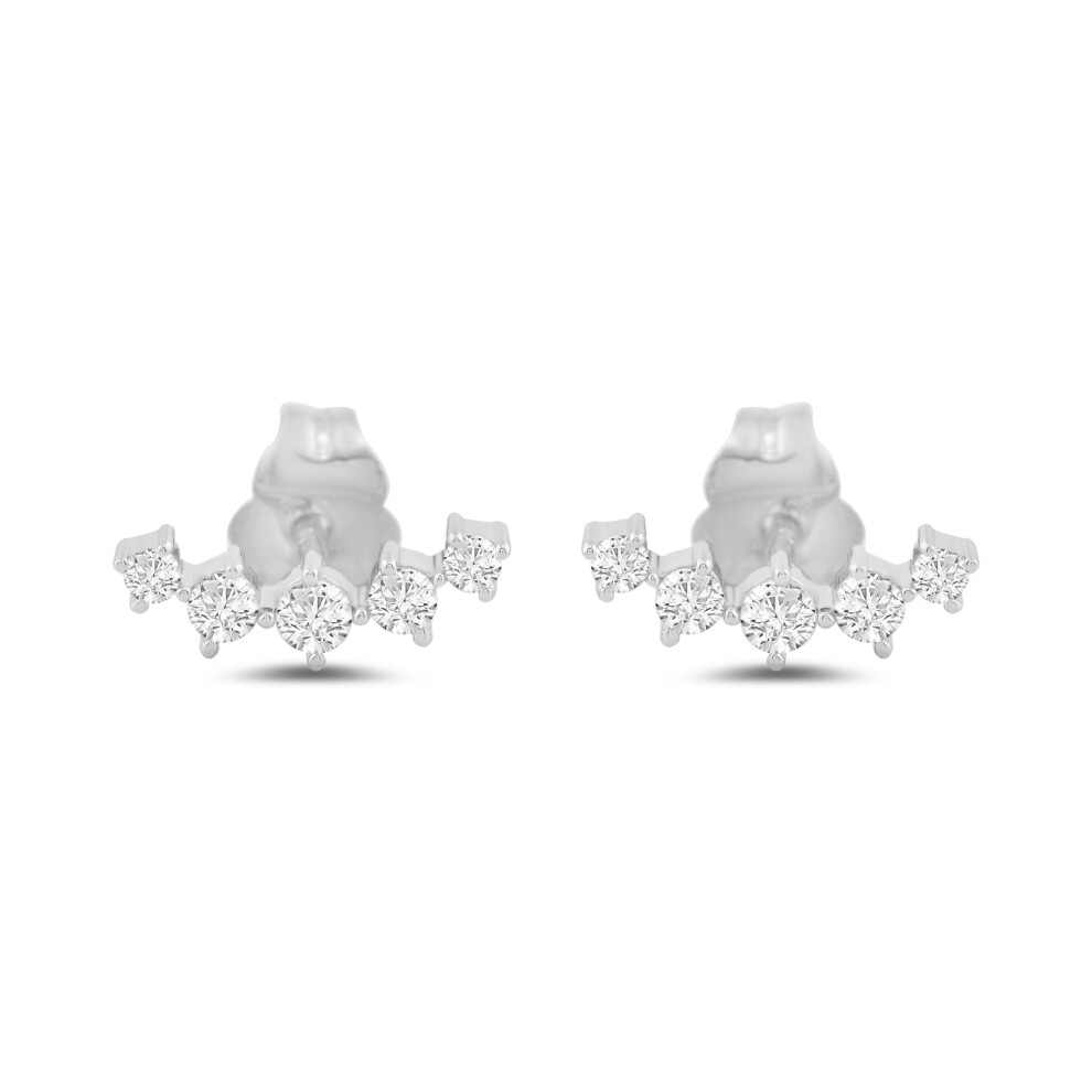 Amazon Essentials 10K White Gold 1/4 Cttw Round Diamonds Stud Earrings