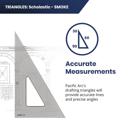 Pacific Arc's Scholastic Triangle - 6 inch - Smoke - 30/60 Angle - Polystyrene - Inking Edge - Technical Drawing Tools  Drafting  Architect and Engine 1