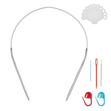 17 tommer (43 cm) cirkul?r strikkepind i rustfrit st?l, st?rrelse US 8 (5,0 mm) Metal strikkepinde s?t til fremstilling af sweatersjalt?rkl?de