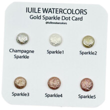 Ręcznie robione farby akwarelowe IUILE - karta Gold Sparkle Dot (6 kolorów). Metaliczny błyszczący połysk