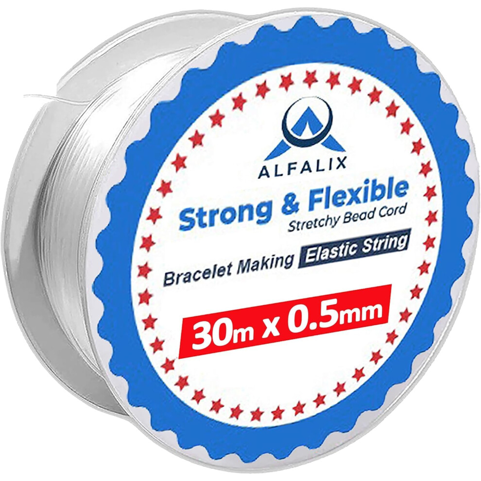 Alfalix 30Mx0.5mm Clear Elastic Thread Bracelet Making Strong & Stretchy Elastic String Durable & Transparent Thread Bracelet Elastic For Jewellery Making B