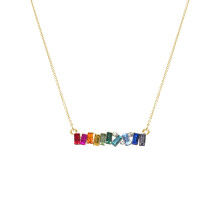 Colar Pendant NTLX Cores do Arco-Íris para Mulheres - Delicado & Elegante - Banho de Ouro de 14K - Com Cristais de Strass