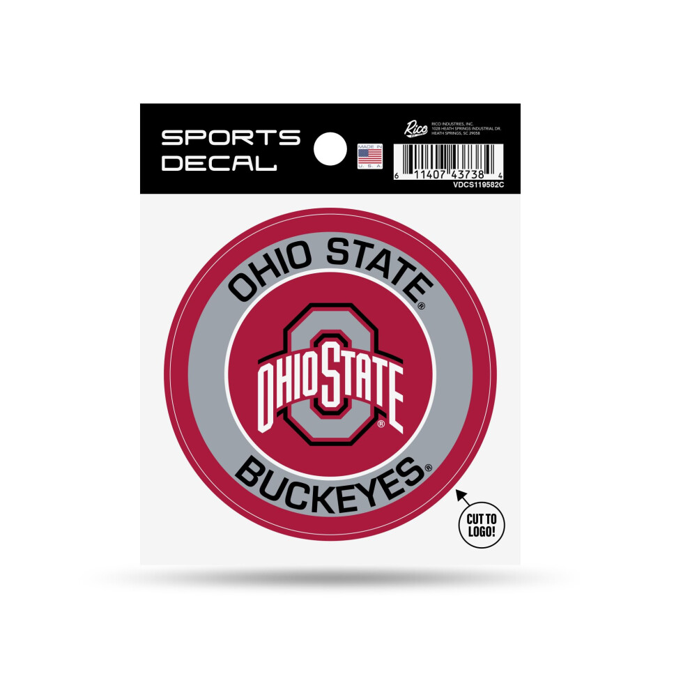 Rico Industries Ncaa Ohio State Buckeyes Round 4"""" X 4"""" Sports Decal 611407395493