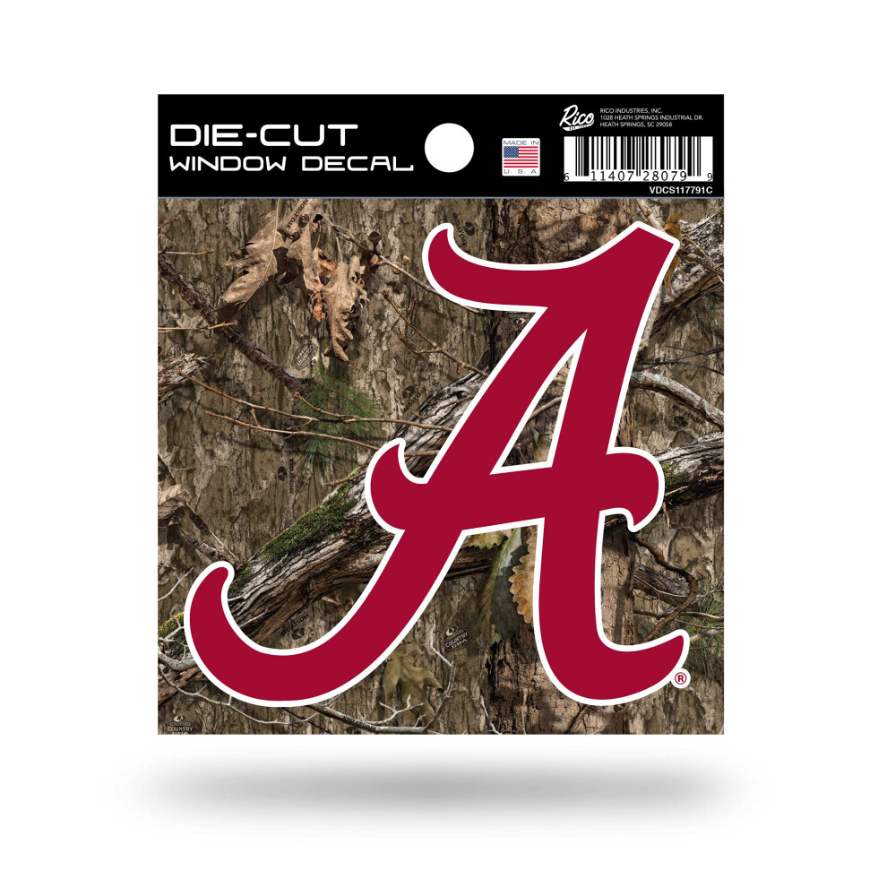 Rico Industries Ncaa Alabama Crimson Tide Primary Logo On Camo 4"""" X 4"""" Sports Decal 611407280799