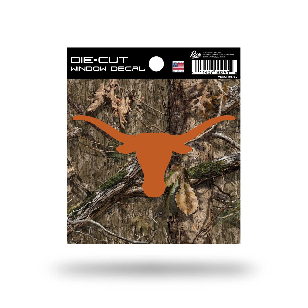 Rico Industries Ncaa Texas Longhorns Primary Logo On Camo 4"""" X 4"""" Sports Decal 611407302910