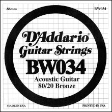 D'Addario BW034 Bronze Wound Acoustic Guitar Single String .034