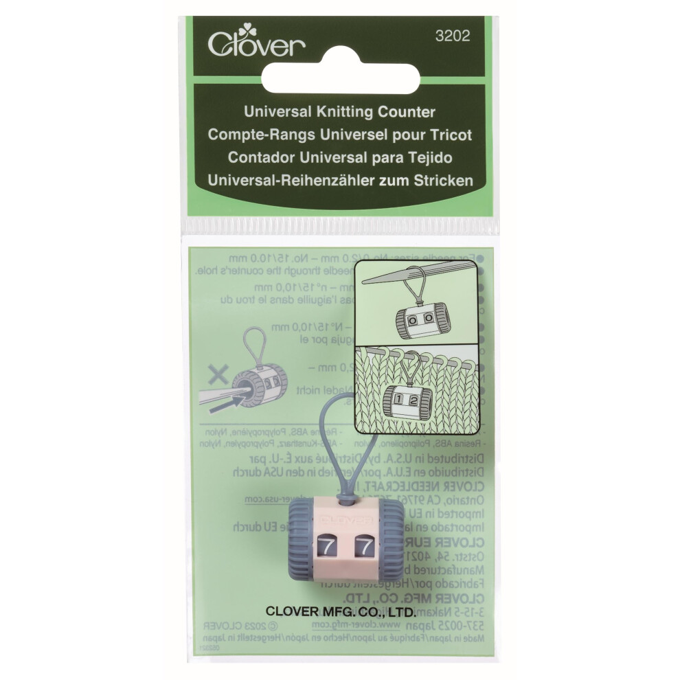Clover Universal Knitting Row Counter  Peach and Grey