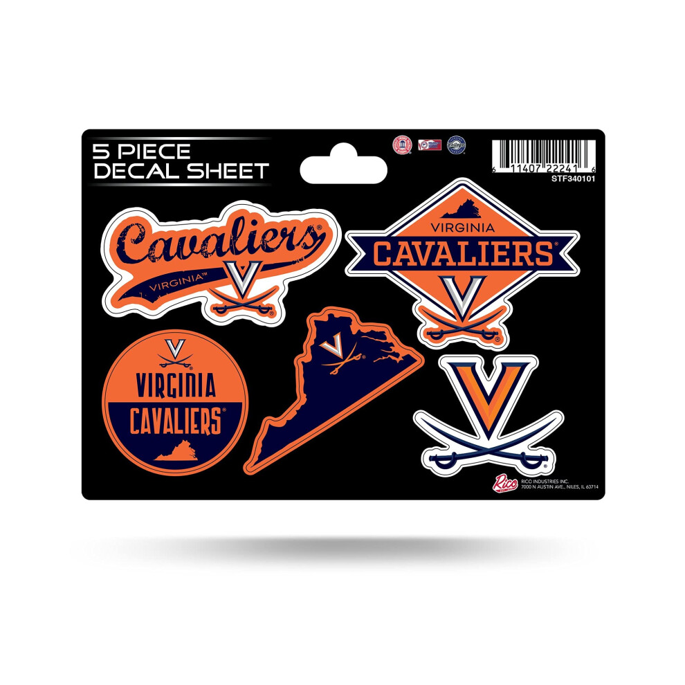 Feuille De D Calcomanies D Coup Es Rico Industries Ncaa Virginia Cavaliers, 5 Pi Ces-image