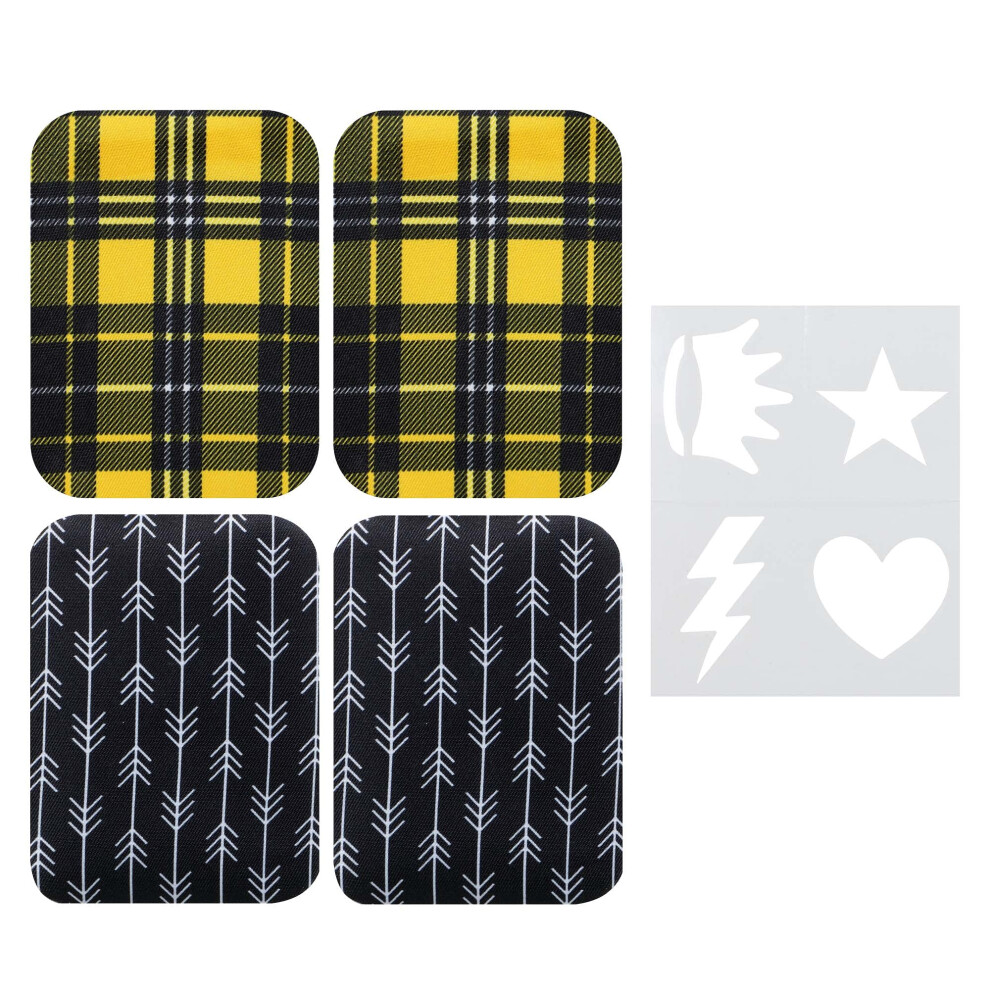 SINGER Fabric Iron-On Patches Decorative Print Set with Stencil  Set of 4