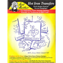 Cross Stitch Colonial Girl Aunt Martha's Hot Iron Embroidery Transfer