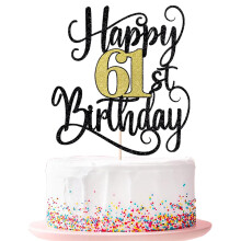 boldog 61. szletsnapi torta fedo 61 szletsnapi party tortadsz (fekete s arany villansok 61.)