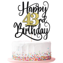 boldog 43. szletsnapi torta fedo 43 szletsnapi party tortadsz (fekete s arany villansok 43.)