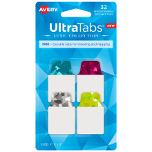 Avery Mini Ultra Tabs 1"""" x 1,5"""" Holografiske Jewel Tone Farver 32 Repositionable Page Tabs (74146)