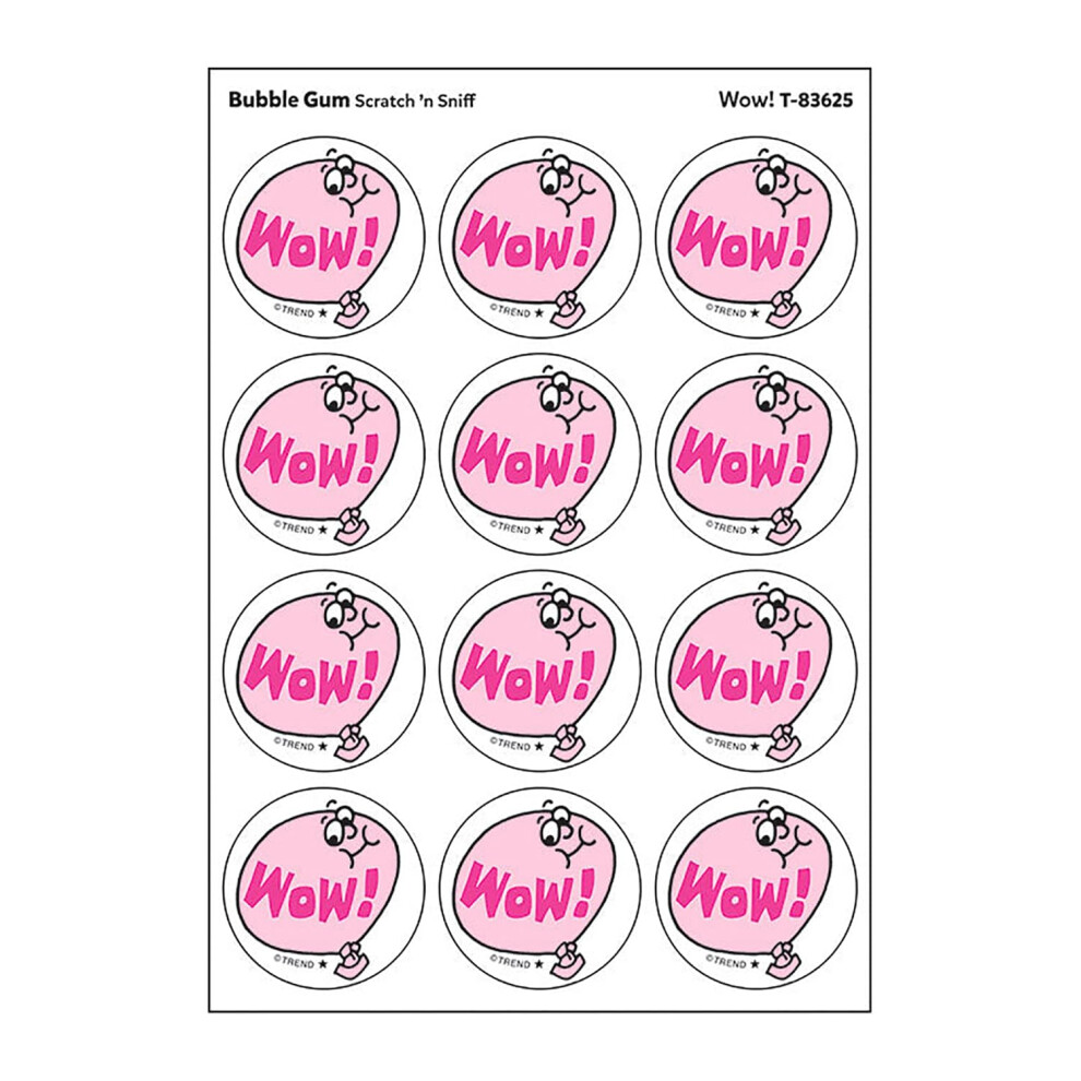 Wow!/Bubble Gum Retro Stinky Stickers by TREND; 24 Seals/Pack - Authentic 1980s Designs!