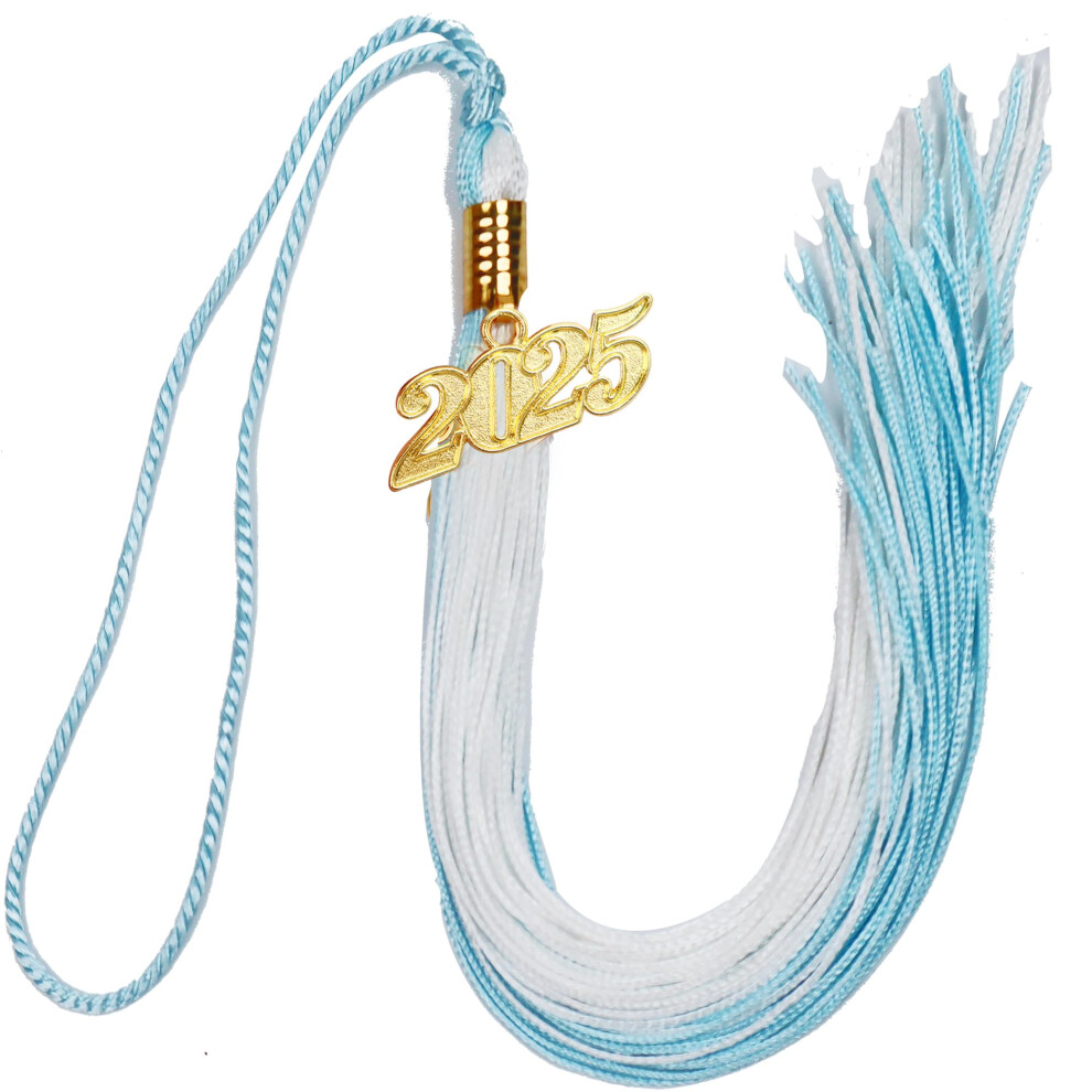 Fomomdi Dubbele Kleur Afstudeerpet Kwastje Met 2025 Gouden Jaar Bedel 9 Inch Lang-image