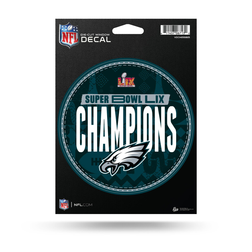 Rico Industries Nfl Football Philadelphia Eagles 2025 Super Bowl Champions 5"""" X 7"""" Vinyl Vyrezvan Ttek Prsluenstv Pro Auto/Nkladn Auto/D-image
