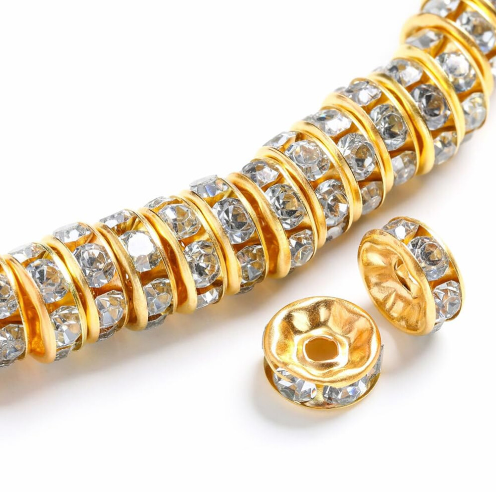 Zhimin 200 Sztuk Rondelle Koraliki Dystansowe 4Mm Pozlacane Czeski Bialy Krysztal Rhinestone Do Tworzenia Bizuterii-image