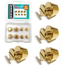Honigo 4 Pack Klinknagels Stud Handtas Portemonnee Voeten 1/2 inch Goud Platte Kop Metaal Massief Messing Studs Schroef Achtervoeten 12mm Gesp Spikes