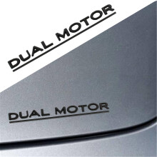 YHCDSEA Dual Motor Badge Emblem Sticker Plaid Decor Compatible til Model 3 Y X S Tilbeh?r (Matt Black-Black Line)