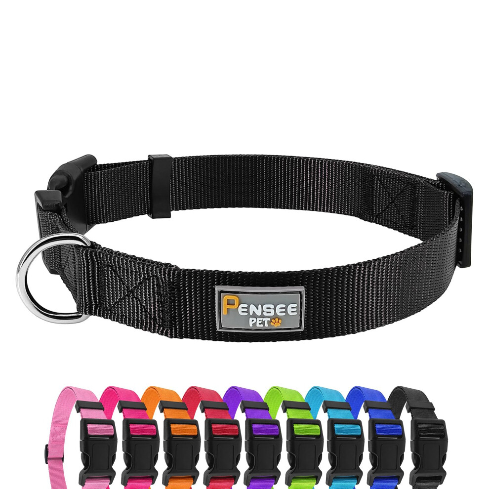 Collier De Chien Pesepepet Noir Basique Cols De Chien R Glable De Base Avec Collier De Compagnie En Nylon Lib Ration Rapide Pour Chiot Petit-image