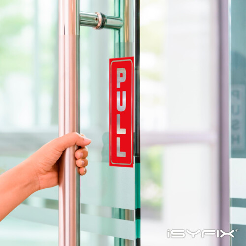 iSYFIX Adesivos de Push Pull - 2 Pacotes 2.4x6 polegadas - Adesivo Vertical Autoadesivo, Prata/Verde 1