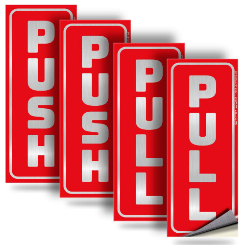 iSYFIX Adesivos de Push Pull - 2 Pacotes 2.4x6 polegadas - Adesivo Vertical Autoadesivo, Prata/Verde