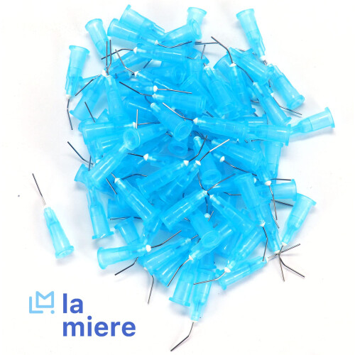 100Pkg. Pre-Bent applicator Tips 25 Ga.Blue Etchants Dental PreBent Flow Dispensing Needle Etchants Tips 2