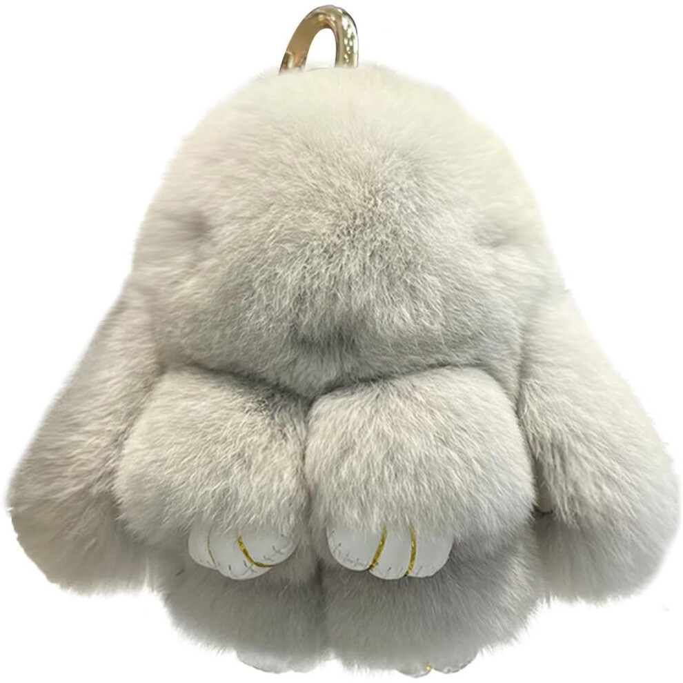 (Light Grey) Plush Pendant for Tote Bag,Bunny Cartoon Keychain Charm | Cute Portable Bag Accessory, Soft Animal for Backpacks