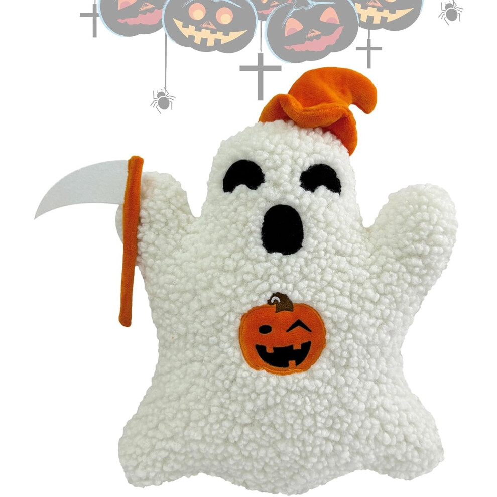 (L) Ghost Plush Pillow - Ghost Decorative Stuffed Pillows,Cute Ghost Plush Pillow, Soft White Ghost Stuffed Halloween Funny Room Decor