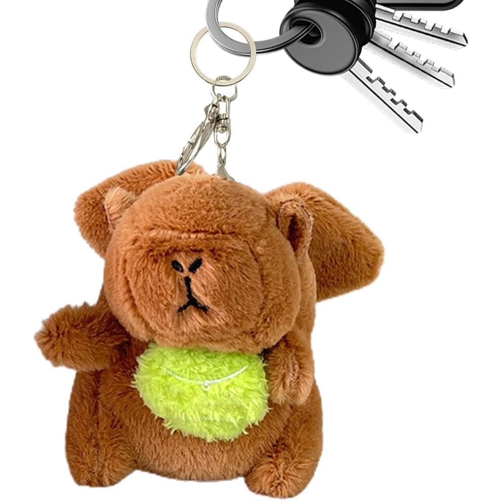 (Brown) Cute Capybara Keychain - Capybara Plushie With Wings,Cute Capybara Plush Stuffed Animal, Comfortable Capybara Pendant Keychain For Children Brown