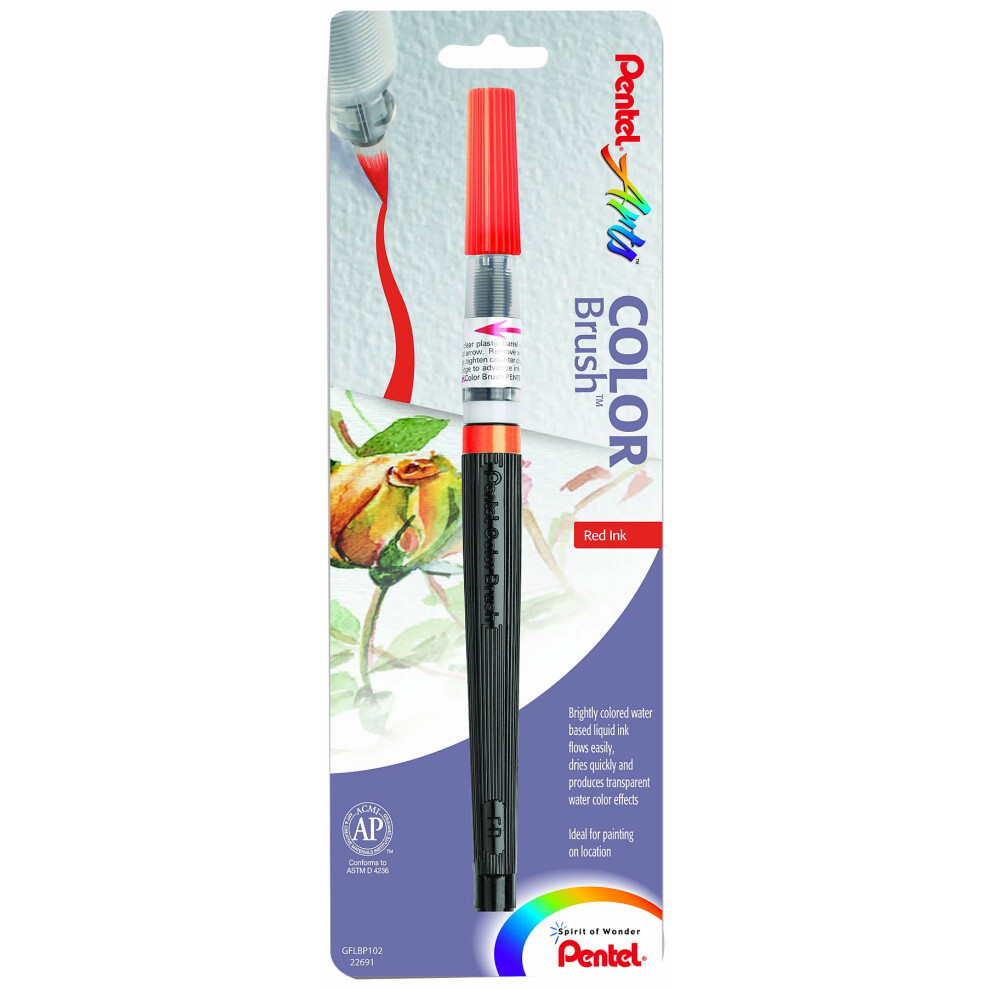 Pentel Arts Color Brush  Red  1-Pack (GFLBP102)