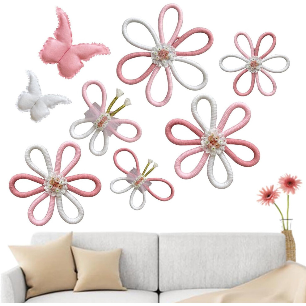 Boho Daisy Flower Wall Decor | Nursery Wall Art, Macrame Wall Art Nursery Wall Decor Flower Butterfly Hang Decor for Home Nursery