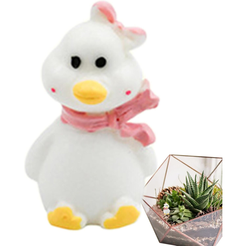 (Scarf Duck) Miniature Ducks,Resin Fairy Garden Ducks - Animal Figures, Potted Ornament, Ducklings Toy, Landscape Decorations for Indoor Outdoor