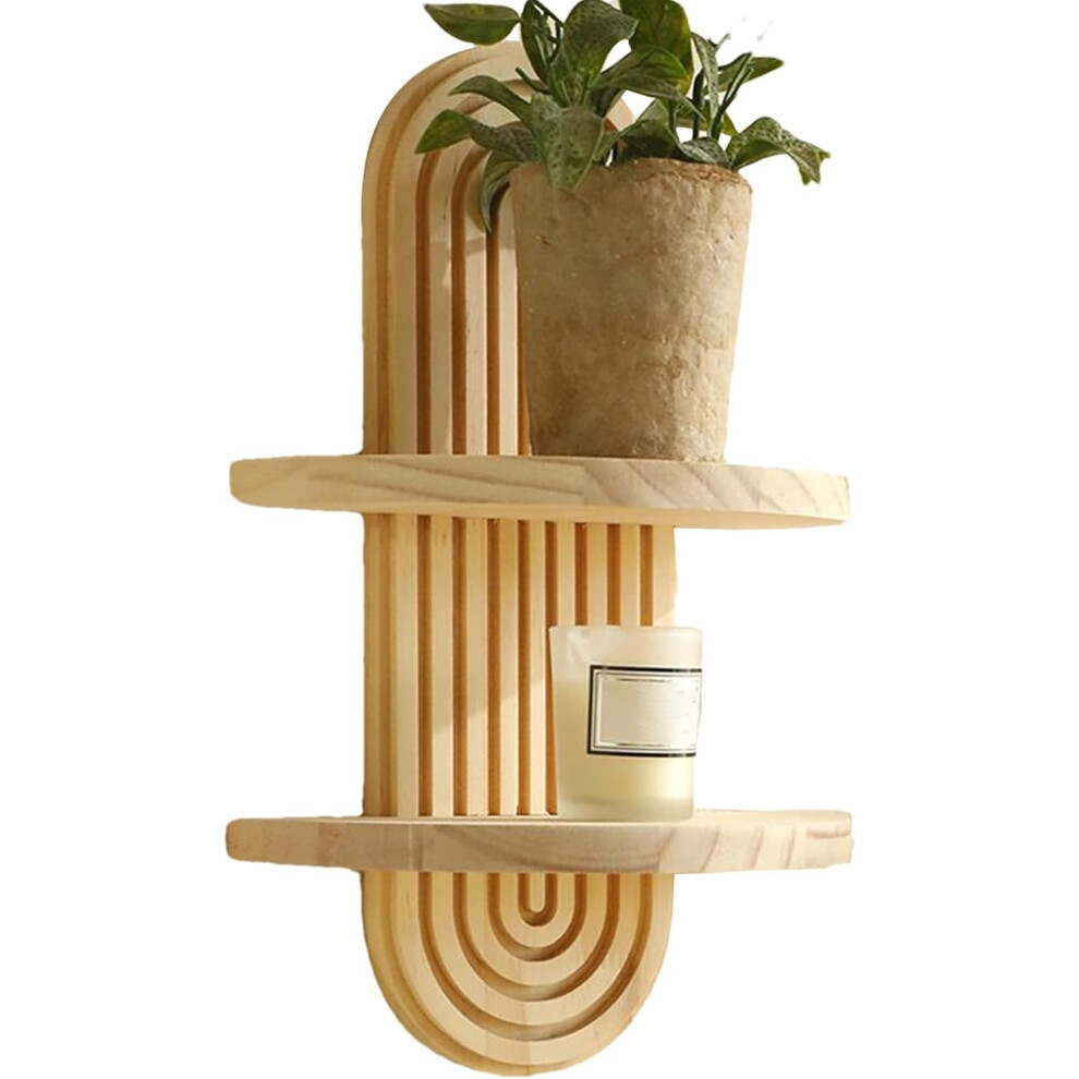 Boho Wall Shelf - Aesthetic Boho Floating Shelves For Wall | Vintage Aesthetic Rainbow Arch Candle Holder Organizer, Display Stand For Nursery-image-OPC-PGSKS9S-NEW