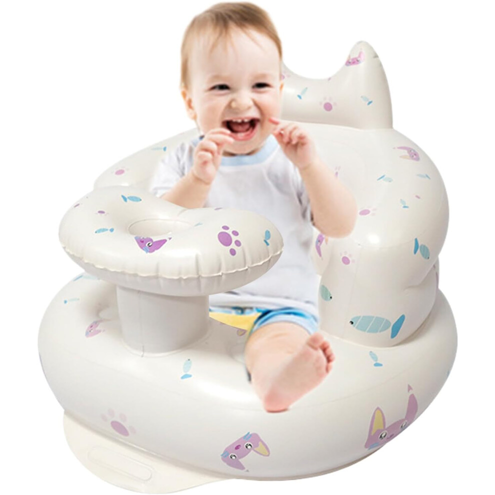Blow Up Chair for Baby | Foldable Multi-Functional Cute Pattern Inflatable Sofa Back Support - Portable Baby Learning Chair for Age 3  Months with Bui
