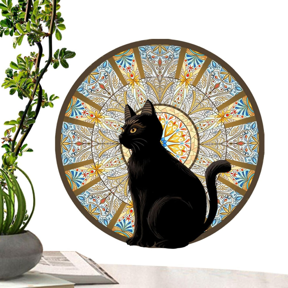 Cat Wall Stickers | Waterproof Round Sticker | 2X Art Stickers, Cat Decal and Round Decal for Door Window Room Decoration