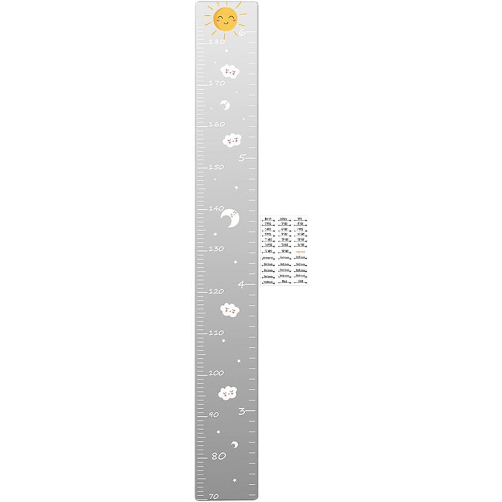(14) Mirror Growth Chart, Growth Chart for Wall, Shatterproof Acrylic Measure Wall Ruler, Height Ruler with Self-Adhesive Backing, Mirror Measuring Chart