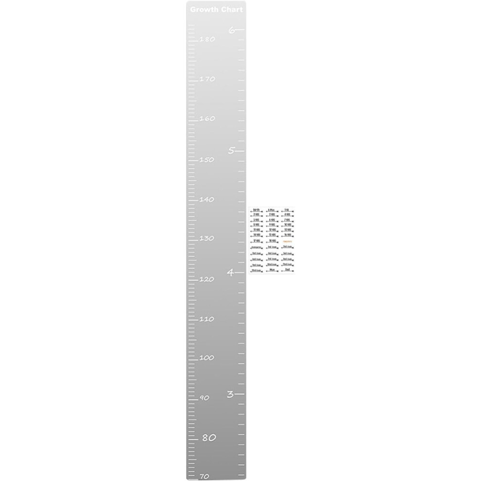 (12) Mirror Growth Chart, Growth Chart for Wall, Shatterproof Acrylic Measure Wall Ruler, Height Ruler with Self-Adhesive Backing, Mirror Measuring Ch