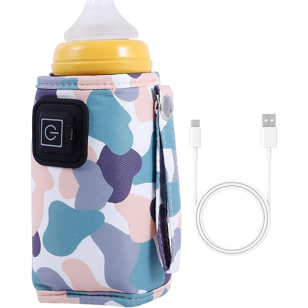 (camouflage white) USB Bottle Warmer - Outdoor USB Bottle Warmer Sleeve | Portable Bottle Warmer Cover, Colorful Nursing Bottle Warmer for Kids Ages 7-12 Months