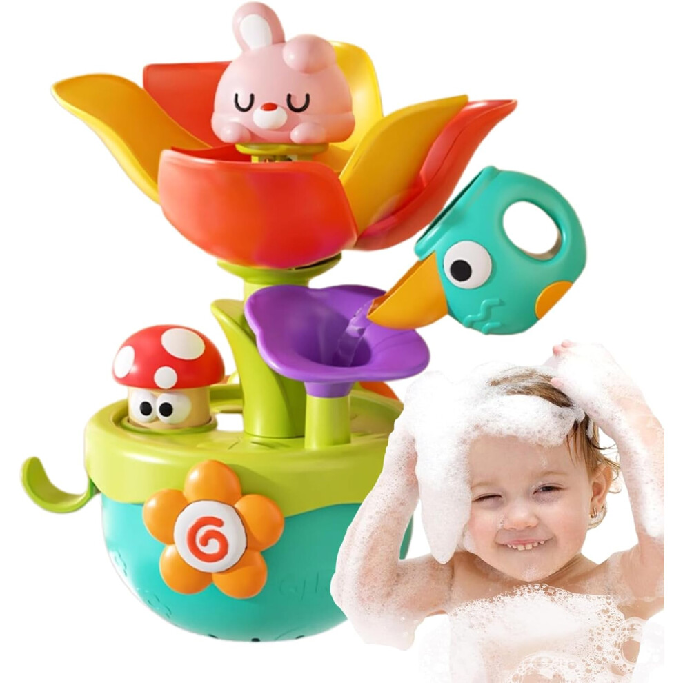 (Rabbit) Bathtub Toys | Flower Blooming Water Game - Educational Interactive Bath Toys for 1-3 Years Kids Birthday Christmas Easter Party Shower Time Activitie