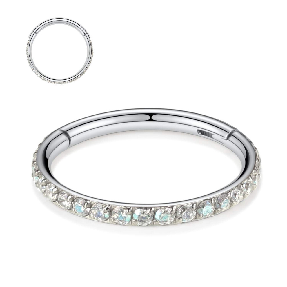 FUNLMO Cartilage Hoop Earring 316L Surgical Steel Conch Daith Helix Piercing Jewelry Nose Rings Hoops Septum Ring 20G 18G 16G 14G CZ Opal-image-OPC-PGSKSSY-NEW