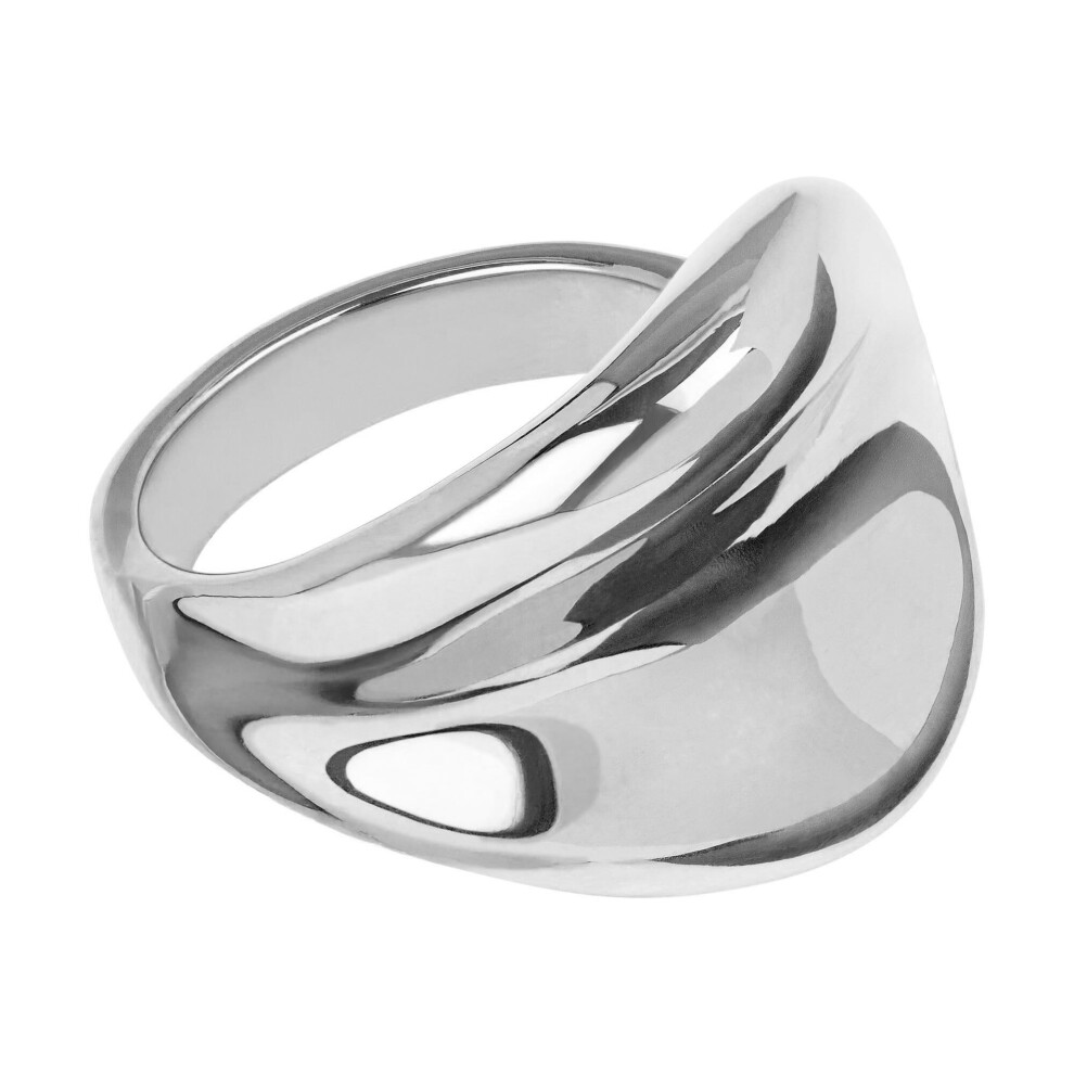 Amazon Essentials Chunky Modern Silver Statement Ring for Women in White Color High Polish Size 6  Silver  6