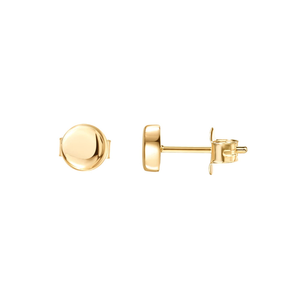 PAVOI 14K Yellow Gold Plated 925 Sterling Silver Earrings for Women - Dainty Dot Disc Studs - Classic Geometric Circle Jewelry Gold Stud Earrings for
