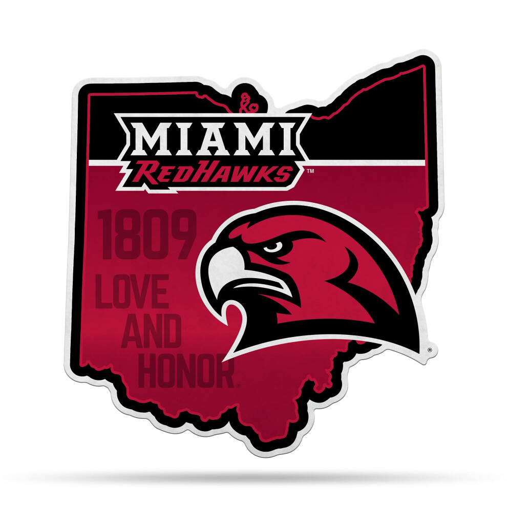 Rico Industries Ncaa Miami Of Ohio Redhawks State Shape Shape Cut Pennant - Decorazione Per La Casa E Il Soggiorno - Feltro Morbido Facile Da App-image